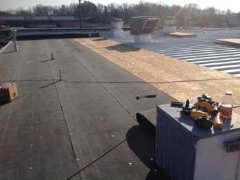 New rubber roof at the tidemill shopping center in Hampton Va