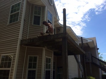 Replacement of old deck and steps on second floor condo Hampton, VA 